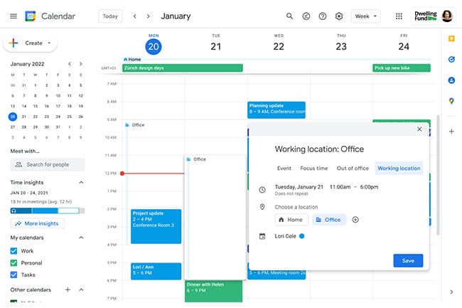 Define work hours & location